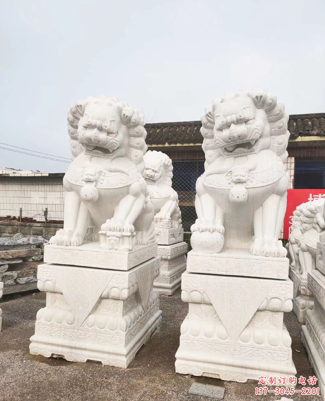 漳州3米高汉白玉狮子 镇宅 动物雕塑