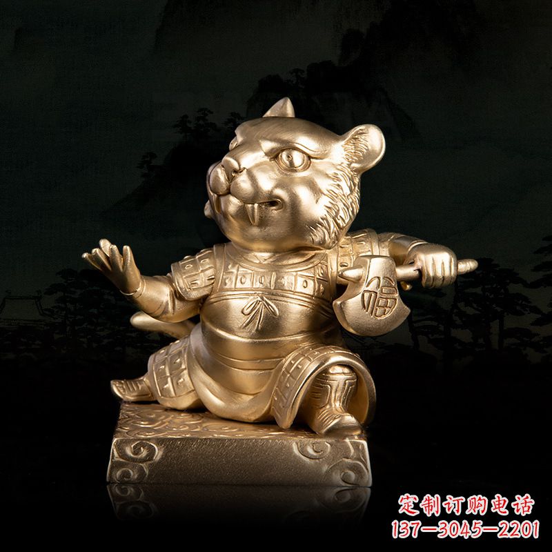 漳州12生肖动物之福虎纯铜雕塑摆件