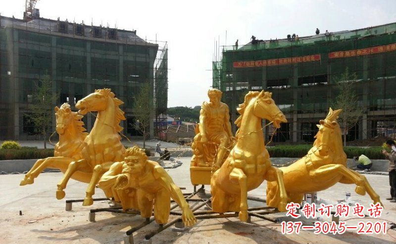 漳州阿波罗战车玻璃钢仿铜景观雕塑