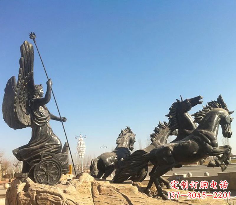 漳州阿波罗战车小区景观铜雕 (3)