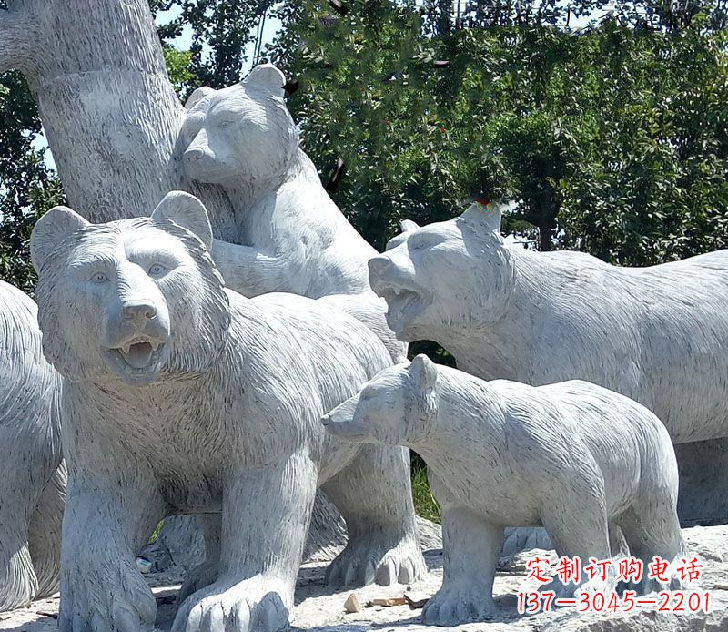 漳州优雅神秘的北极熊石雕大理石动物雕塑