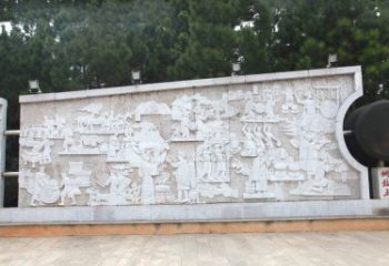 漳州“铜鼓王”中国历史文化汉白玉石材浮雕壁画