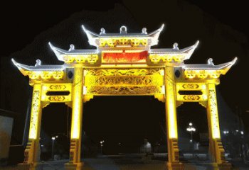 漳州石雕古代牌坊云头柱