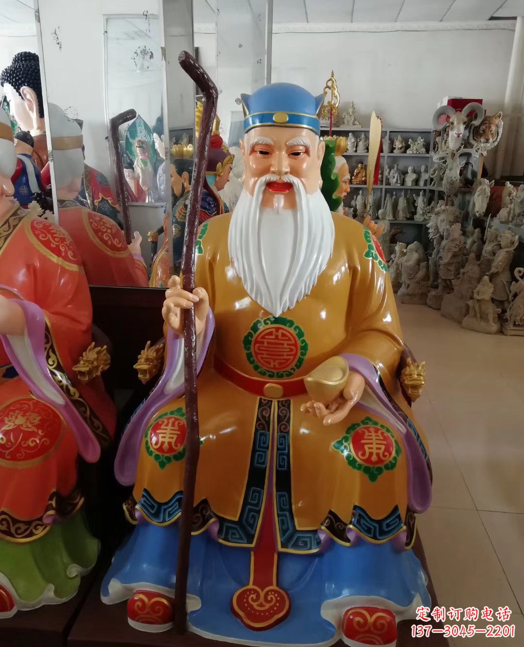 漳州玻璃钢彩绘土地公神像精美的艺术品