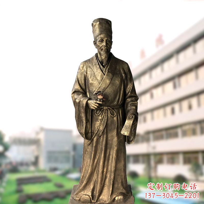 漳州玻璃钢仿铜李时珍塑像-医院医学院药圣雕塑
