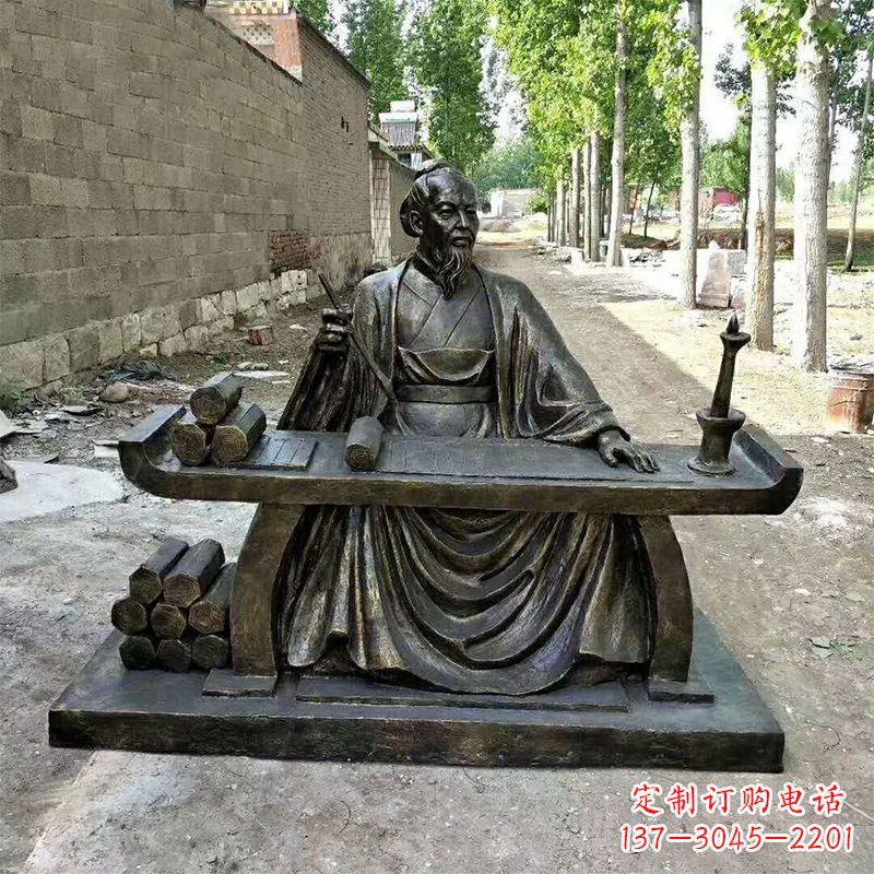 漳州玻璃钢仿铜历史名人张衡情景雕塑