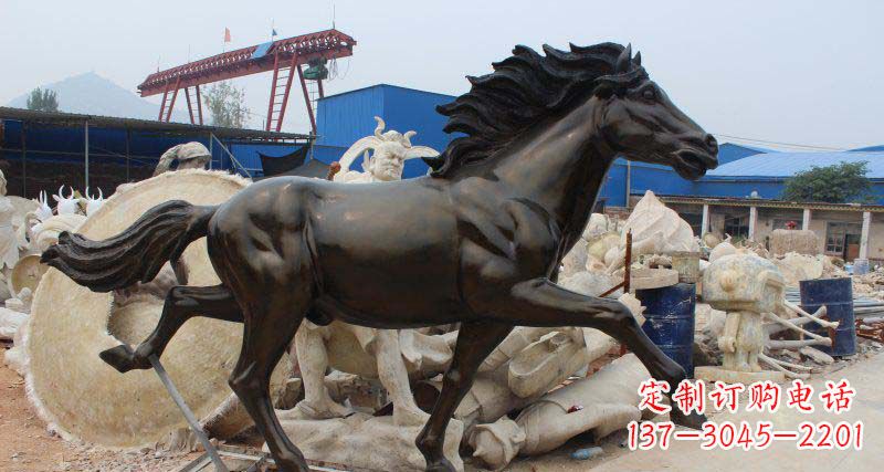 漳州玻璃钢仿铜马广场动物雕塑