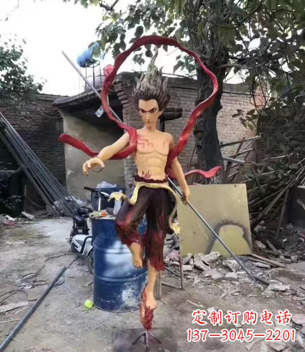 漳州仿真玻璃钢哪吒雕塑精美绝伦