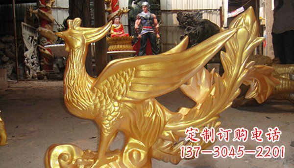 漳州玻璃钢凤凰仿铜动物雕塑传承传统文化