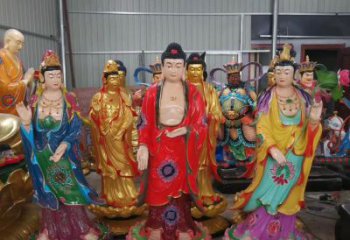 漳州玻璃钢佛像彩绘西方三圣雕塑