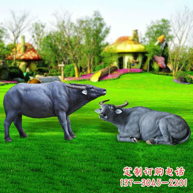 漳州玻璃钢水牛雕塑,复古农家院情怀