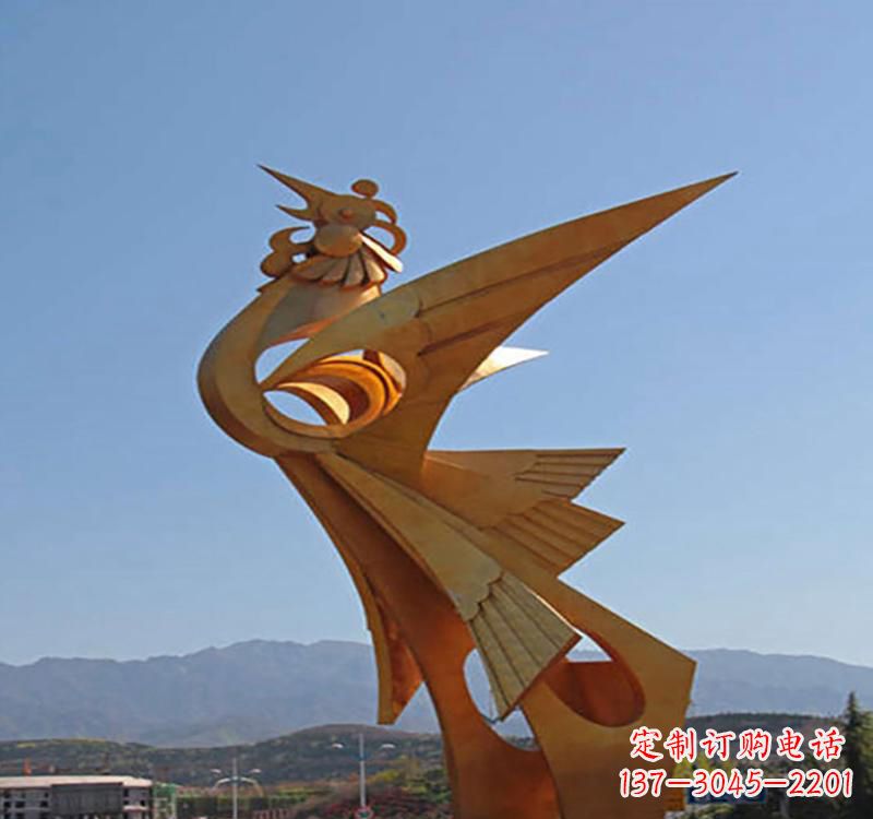 漳州不锈钢凤凰雕塑传承瑞雪兆丰年