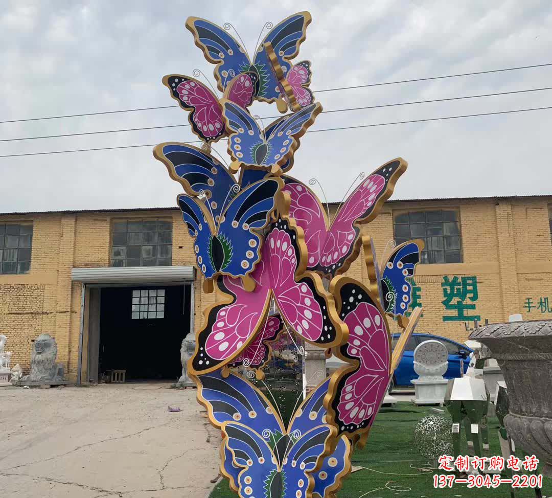 漳州不锈钢彩绘蝴蝶雕塑精美绝伦