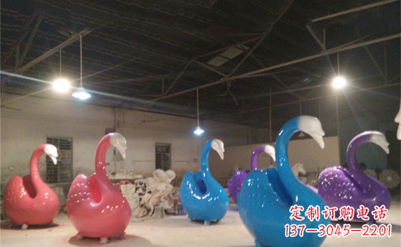 漳州不锈钢彩色天鹅动物雕塑