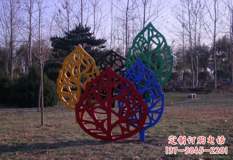 漳州不锈钢抽象彩色树叶雕塑