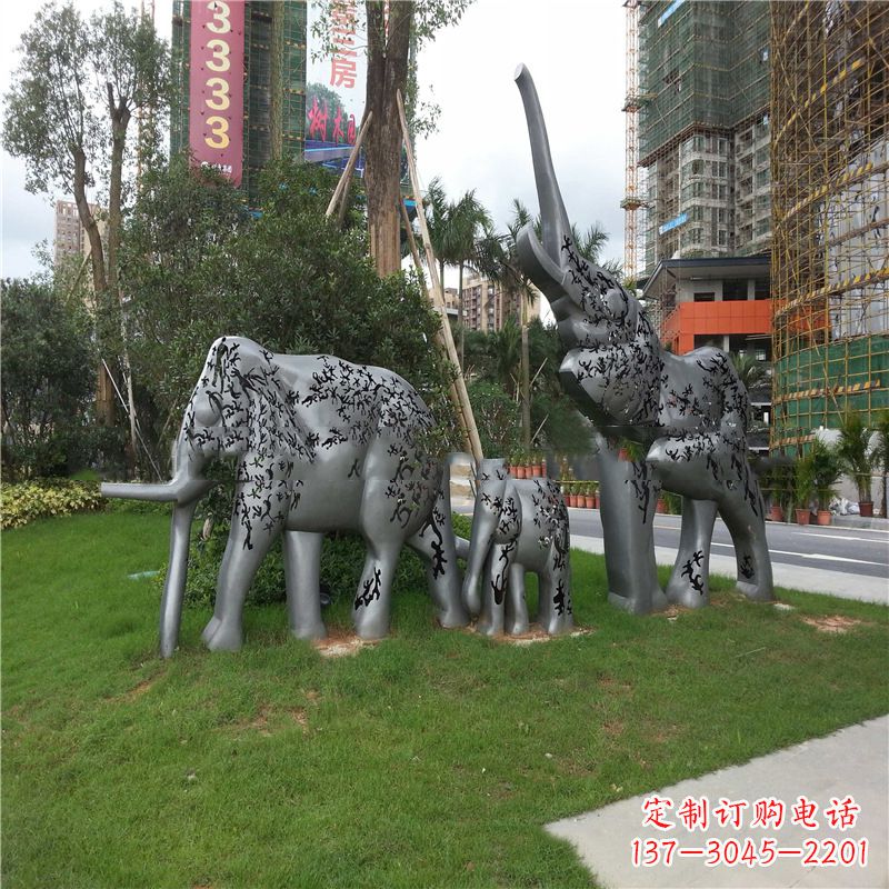 漳州不锈钢大象雕塑小区园林的精美装饰
