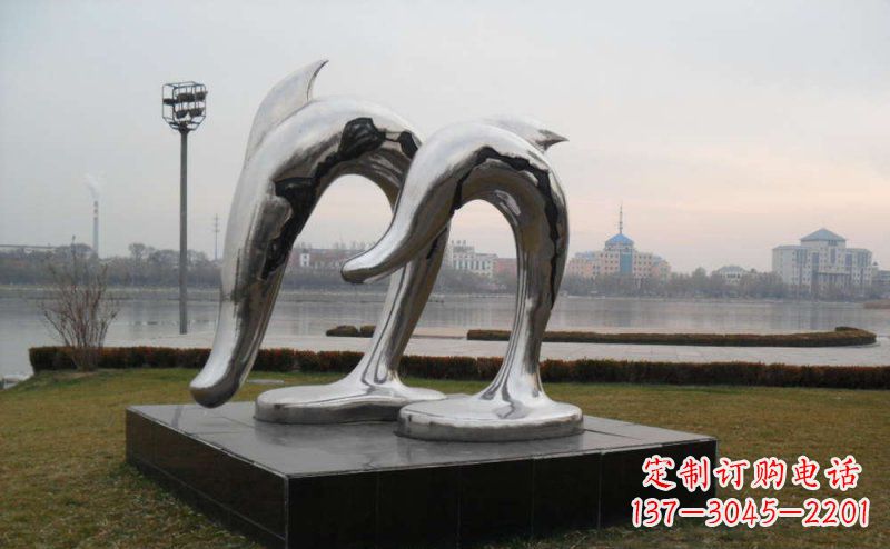 漳州不锈钢抽象海豚动物雕塑
