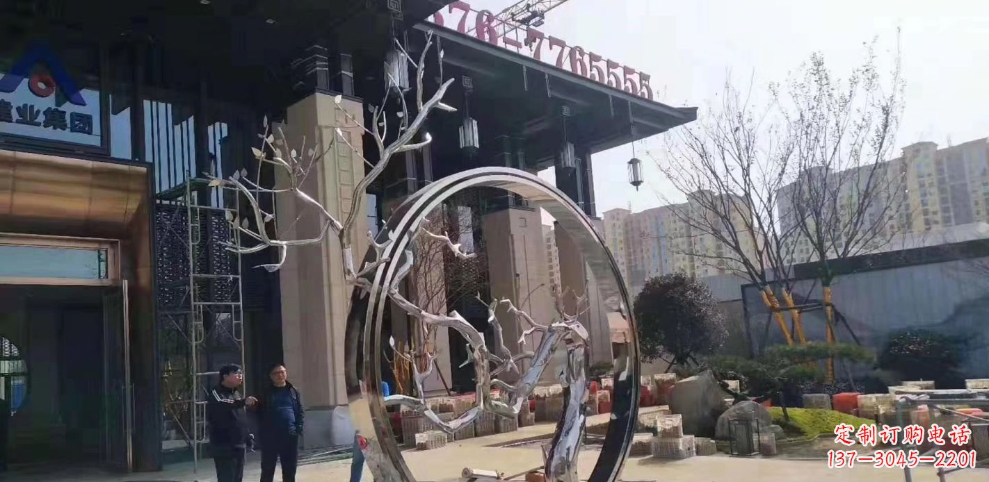 漳州不锈钢抽象镜面圆环雕塑