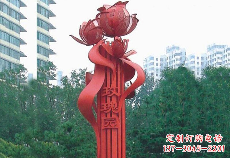 漳州不锈钢玫瑰雕塑精美而优雅