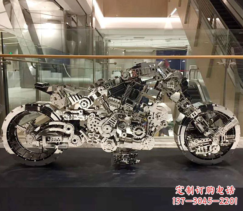 漳州不锈钢抽象摩托车雕塑