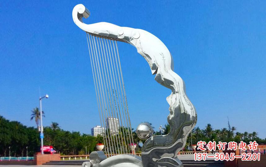 漳州不锈钢竖琴广场雕塑