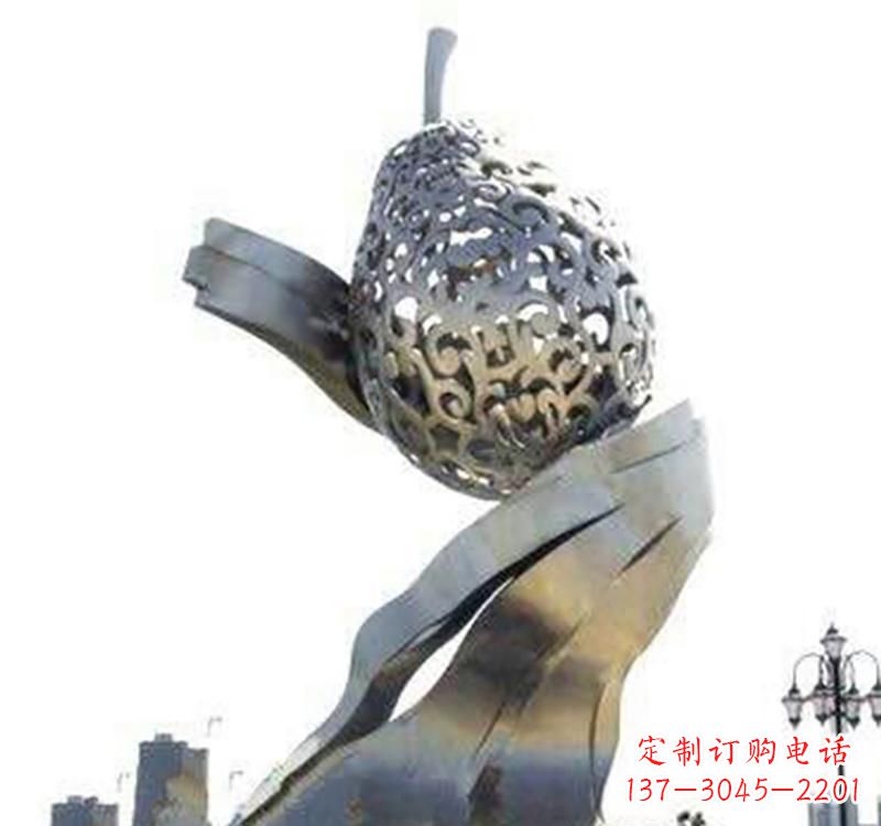 漳州不锈钢抽象水果梨雕塑
