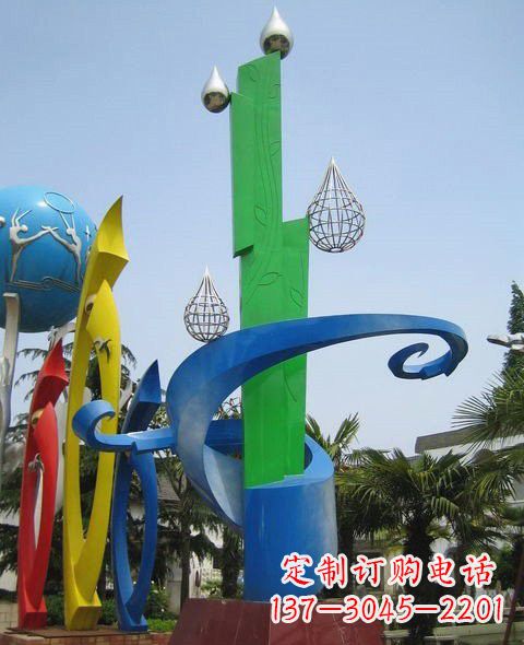 漳州不锈钢抽象水滴和植物雕塑