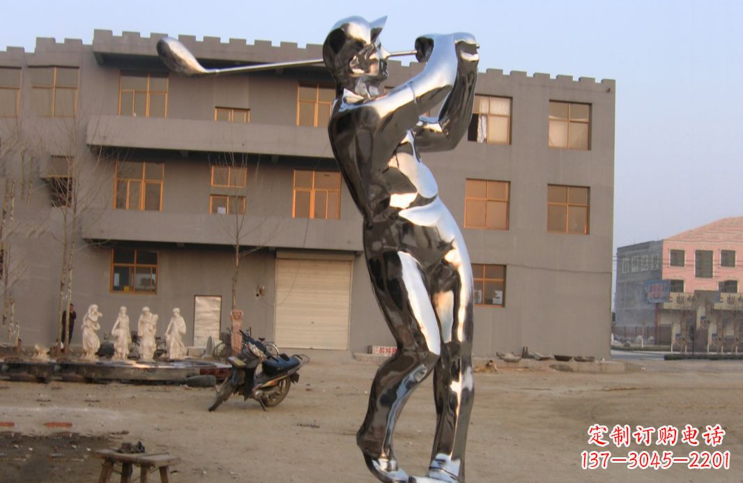 漳州不锈钢打高尔夫球广场雕塑