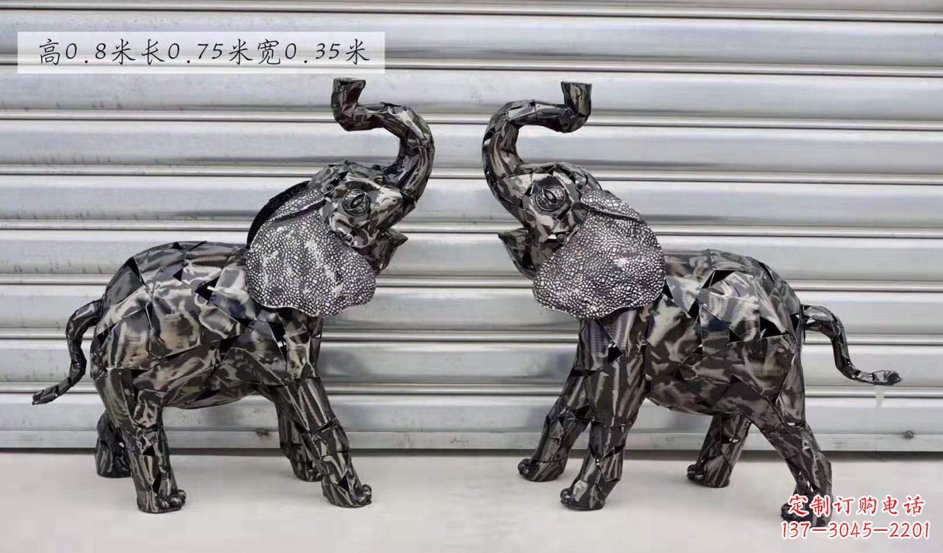 漳州不锈钢大象雕塑精美的摆件装饰