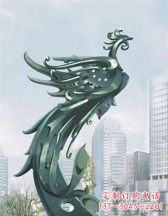 漳州不锈钢大型凤凰雕塑美丽而神秘