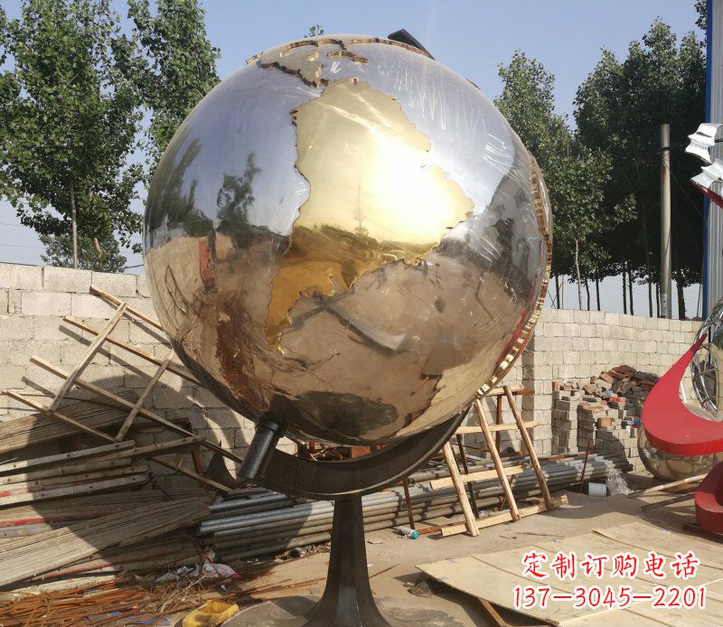 漳州不锈钢地球仪校园雕塑_2