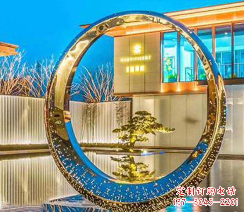 漳州不锈钢灯饰圆环雕塑