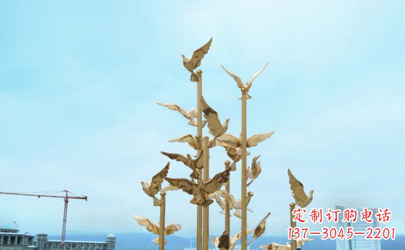 漳州不锈钢飞翔的鸽子雕塑传递自由、和平的美好祝愿