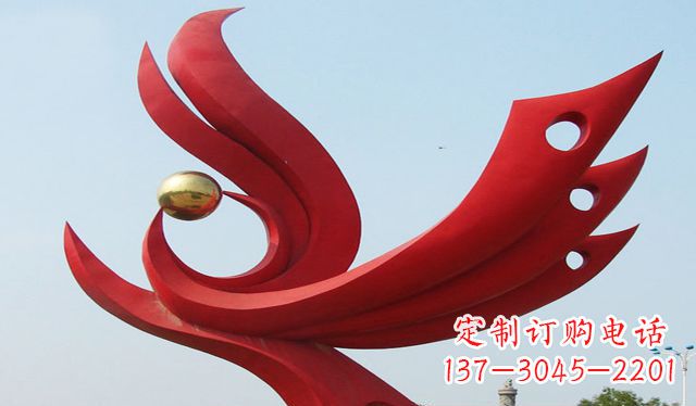 漳州不锈钢凤凰雕塑象征着美丽与智慧