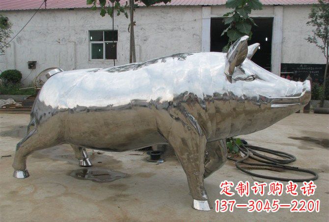 漳州不锈钢公园动物猪雕塑