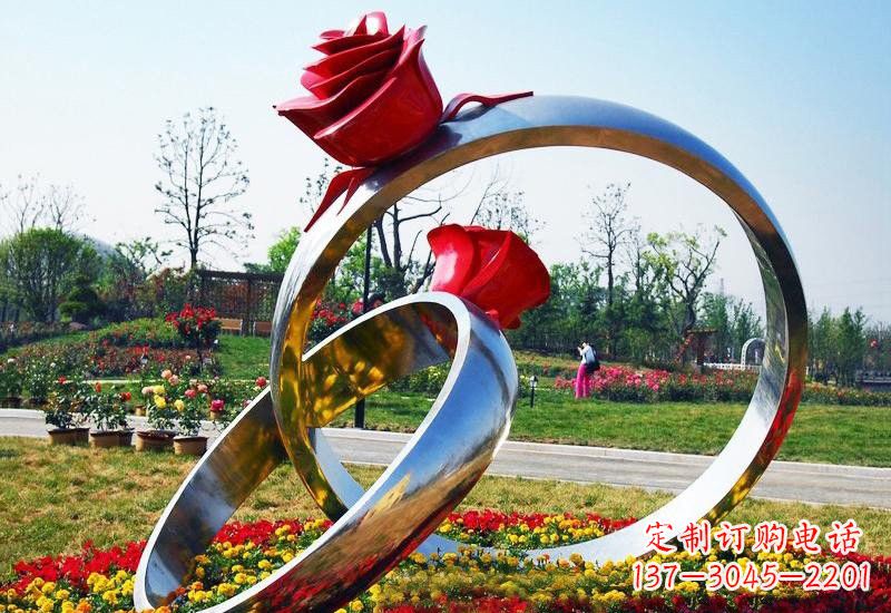 漳州不锈钢公园玫瑰花戒指雕塑精致精美的礼物
