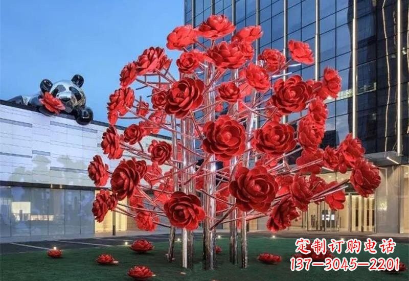 漳州不锈钢公园玫瑰花树雕塑——让玫瑰长驻公园