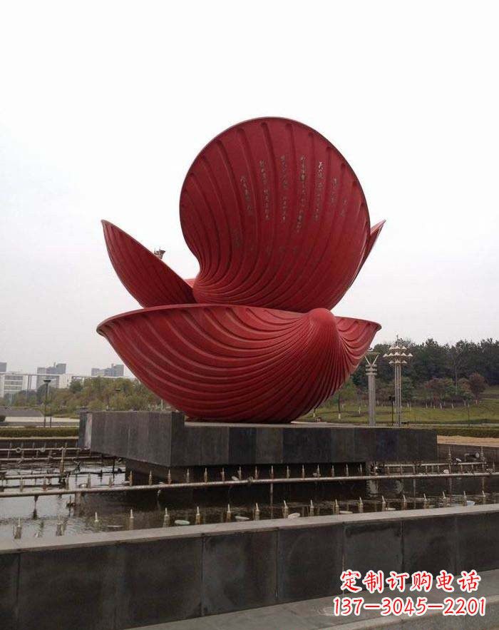 漳州不锈钢贝壳喷泉雕塑——海洋之美无限