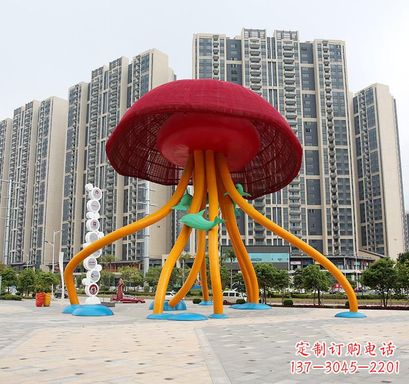 漳州不锈钢海洋水母动物雕塑精美绝伦