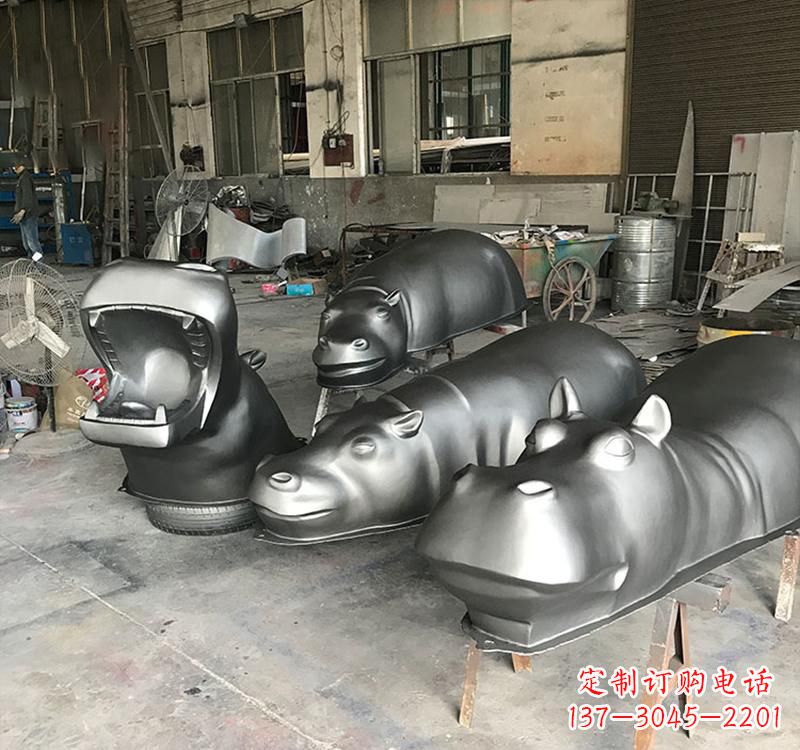 漳州静态之美22英寸不锈钢河马雕塑