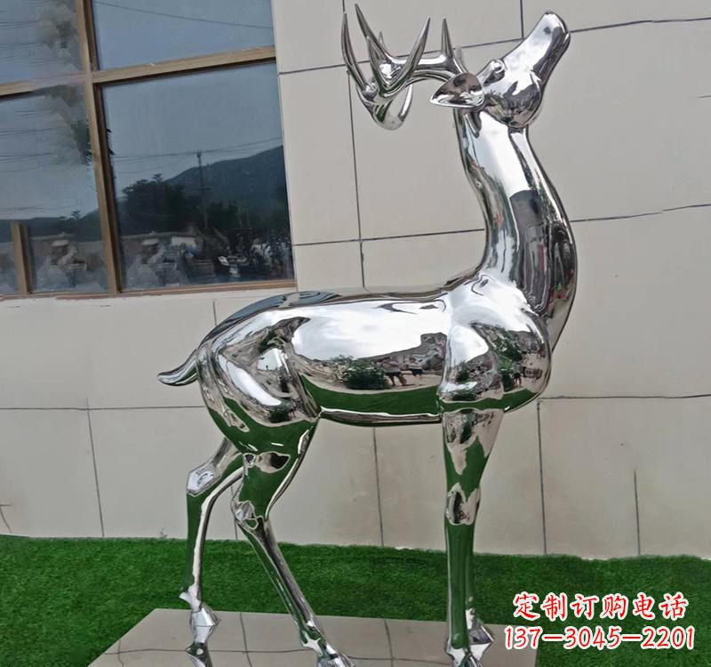 漳州不锈钢户外动物鹿雕塑精致大气的艺术品