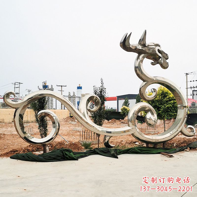漳州不锈钢花边龙形雕塑传承中华文化精髓