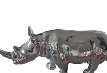 漳州不锈钢公园镜面犀牛雕塑