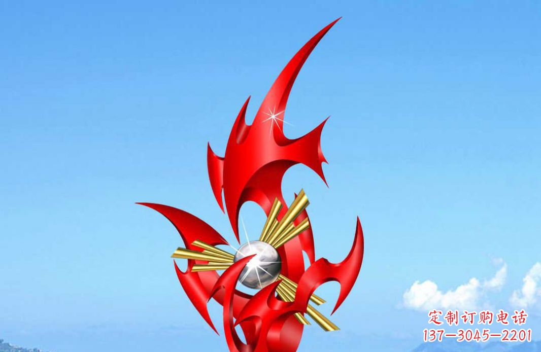 漳州不锈钢火苗抽象景观雕塑给城市添彩