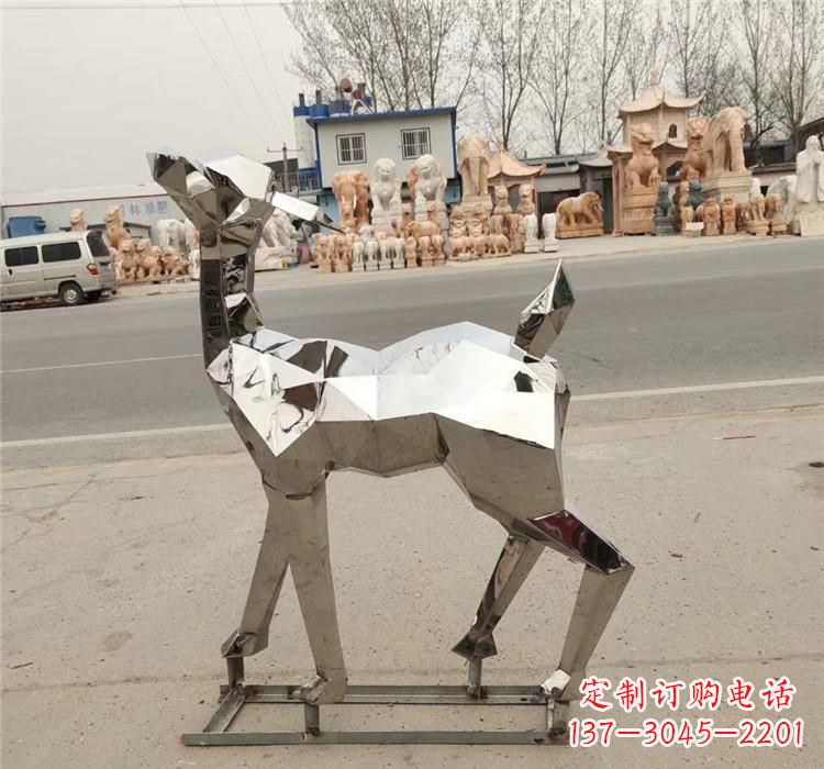 漳州不锈钢几何小鹿雕塑精美艺术品