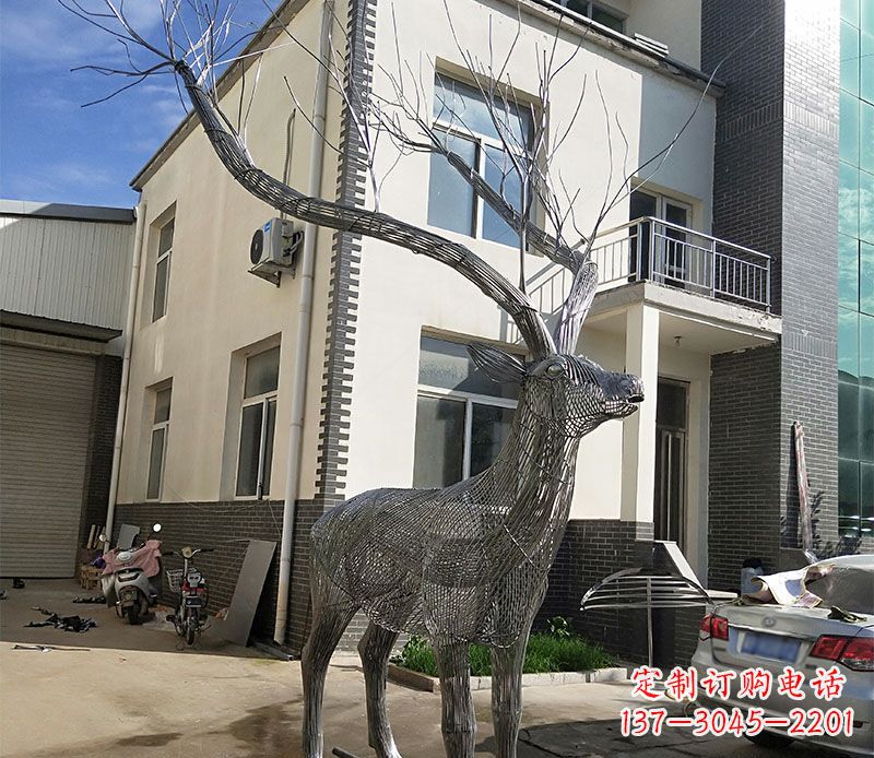 漳州不锈钢景观梅花鹿雕塑美丽的艺术精品