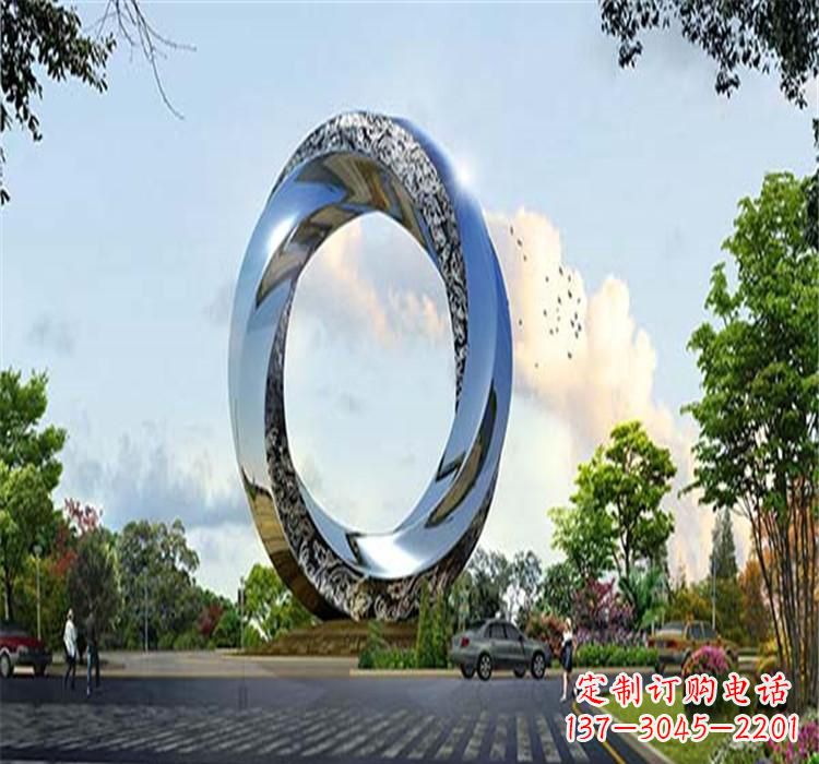 漳州不锈钢圆环雕塑美丽的空间装饰