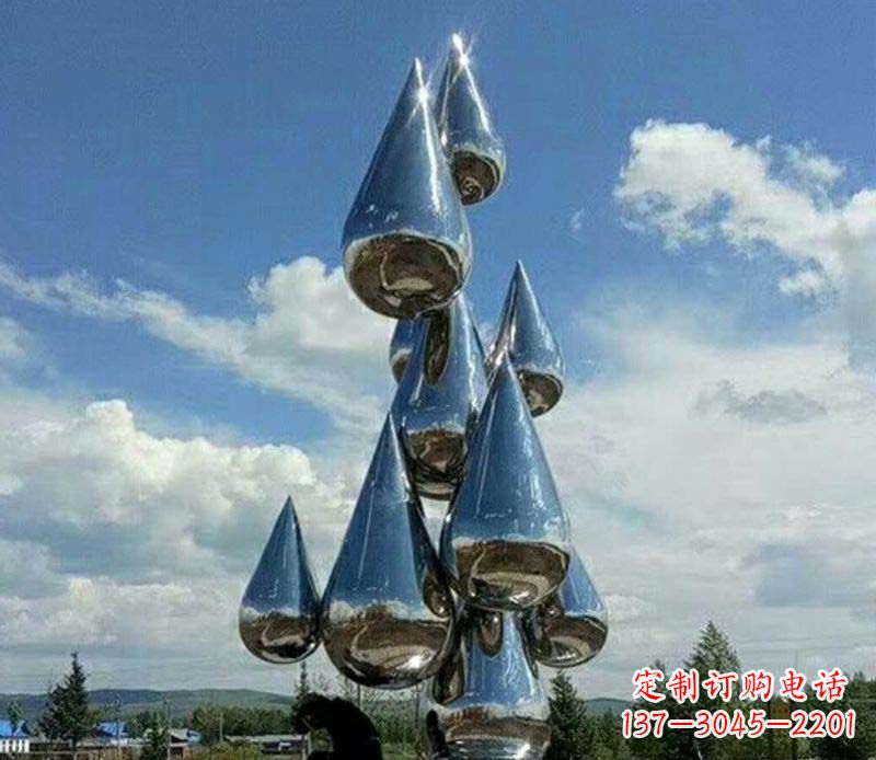 漳州不锈钢镜面大型水滴雕塑——艺术精美、精致优雅