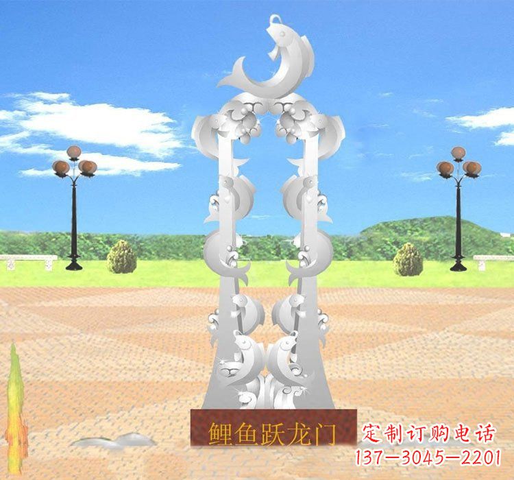 漳州不锈钢鲤鱼跃龙门雕塑——传承传统文化的艺术瑰宝