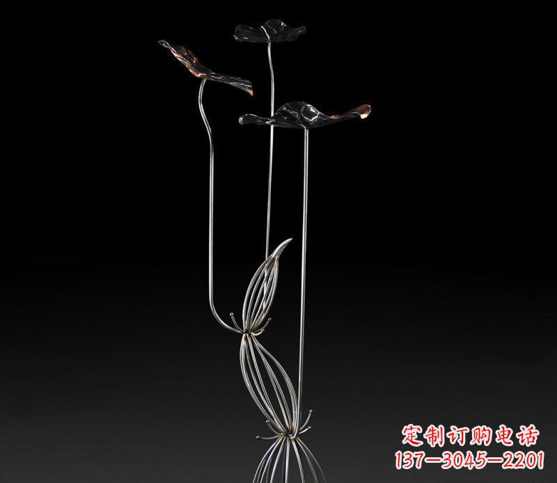 漳州不锈钢荷叶雕塑——给大厅景观带来清新气息